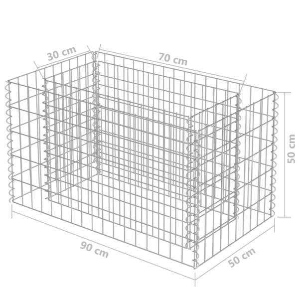  Gabionen-Pflanzgefäß Verzinkter Stahl 90×50×50 cm