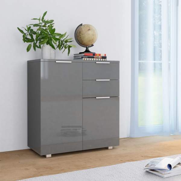  Sideboard Hochglanz-Grau 71x35x80 cm Holzwerkstoff