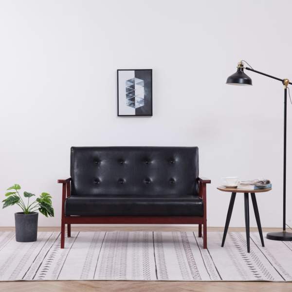  2-Sitzer-Sofa Schwarz Kunstleder