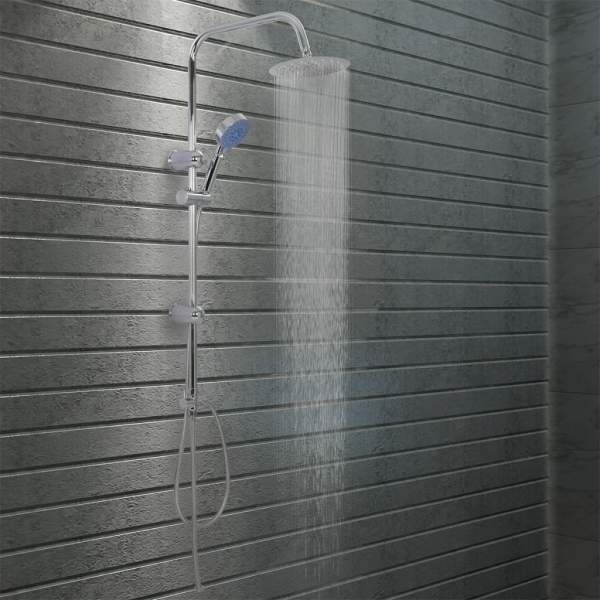  Doppelkopf-Duschset mit Handbrause Edelstahl