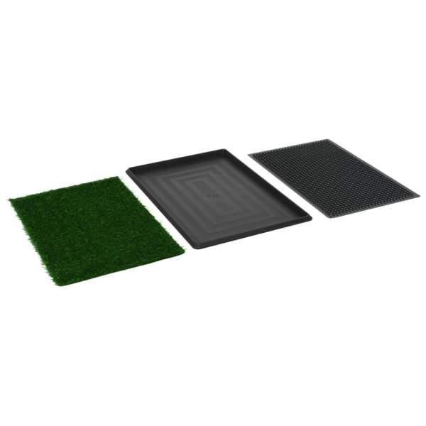 Haustiertoiletten 2 Stk. mit Tablett Kunstrasen Grün 76x51x3 cm