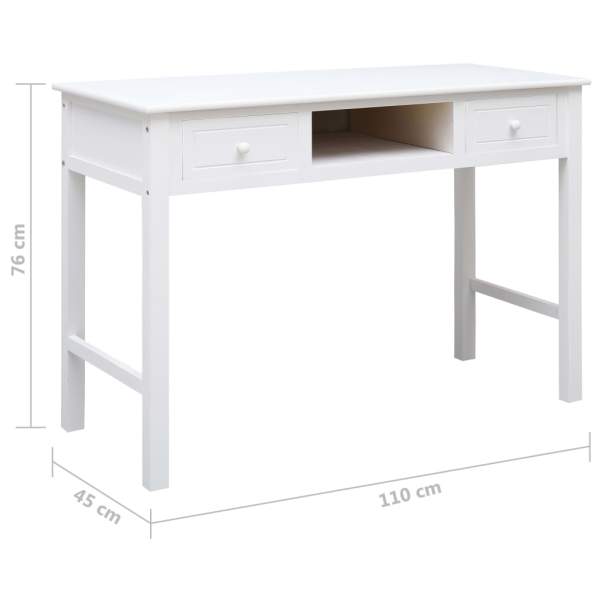  Schreibtisch Weiß 110×45×76 cm Holz