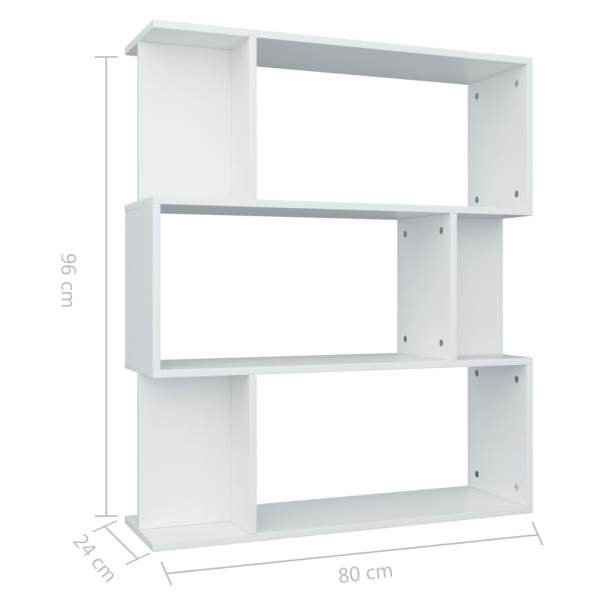  Bücherregal/Raumteiler Weiß 80x24x96 cm Holzwerkstoff