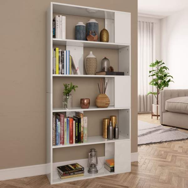  Bücherregal/Raumteiler Hochglanz-Weiß 80×24×159 cm Spanplatte