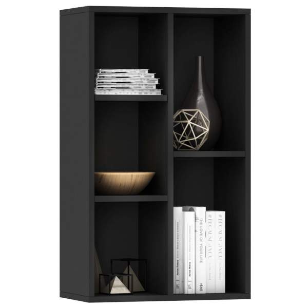  Bücherregal/Sideboard Schwarz 50x25x80 cm Holzwerkstoff