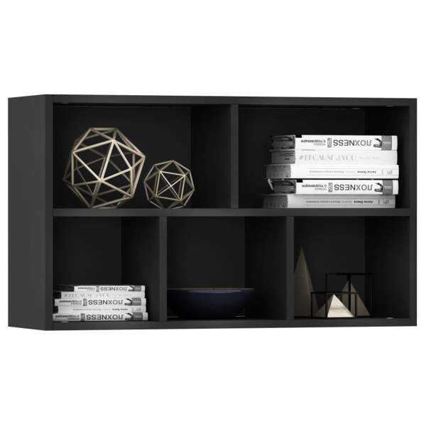  Bücherregal/Sideboard Schwarz 50x25x80 cm Holzwerkstoff