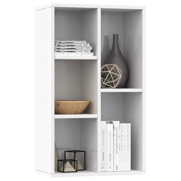  Bücherregal/Sideboard Hochglanz-Weiß 50x25x80 cm Holzwerkstoff