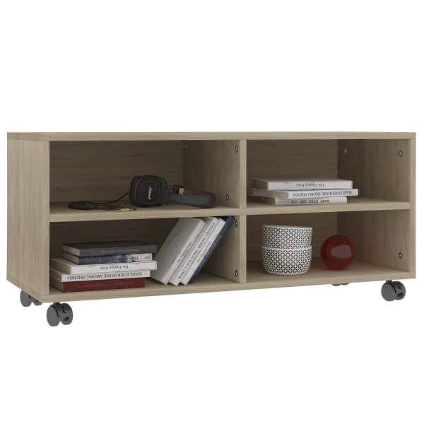  TV-Schrank mit Rollen Sonoma-Eiche 90x35x35 cm Holzwerkstoff