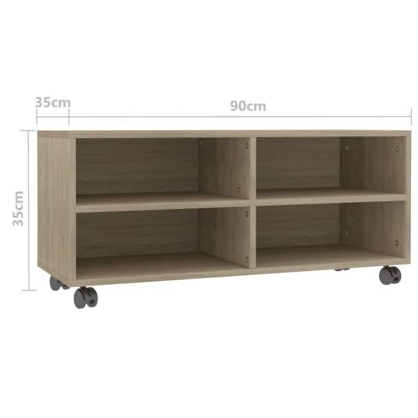  TV-Schrank mit Rollen Sonoma-Eiche 90x35x35 cm Holzwerkstoff