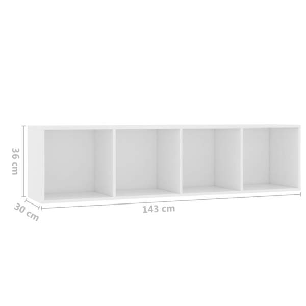  Bücherregal/TV-Schrank Weiß 143×30×36 cm
