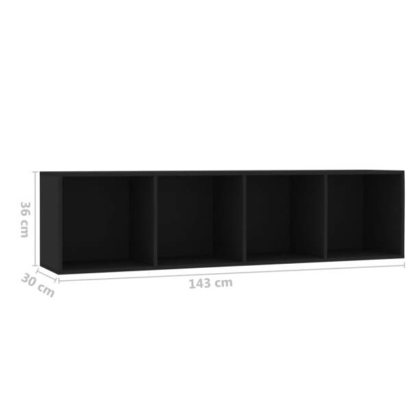  Bücherregal/TV-Schrank Schwarz 143×30×36 cm