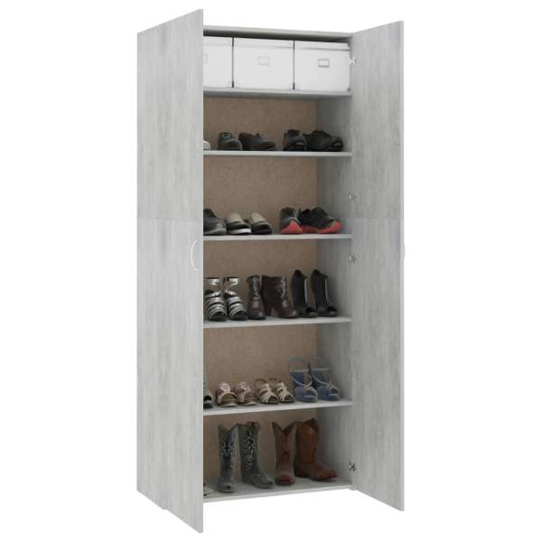  Schuhschrank Betongrau 80x35,5x180 cm Holzwerkstoff