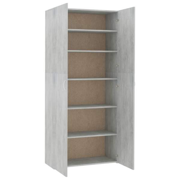  Schuhschrank Betongrau 80x35,5x180 cm Holzwerkstoff