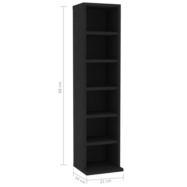  CD-Schrank Schwarz 21x20x88 cm Holzwerkstoff