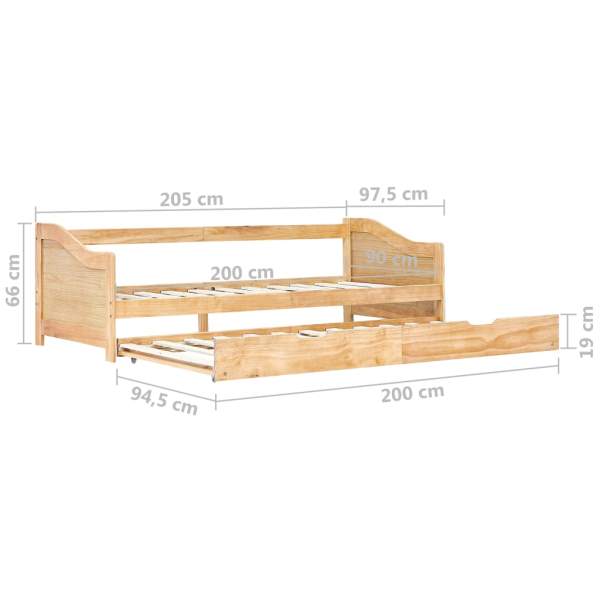  Ausziehsofa Bettgestell Kiefernholz 90 x 200 cm