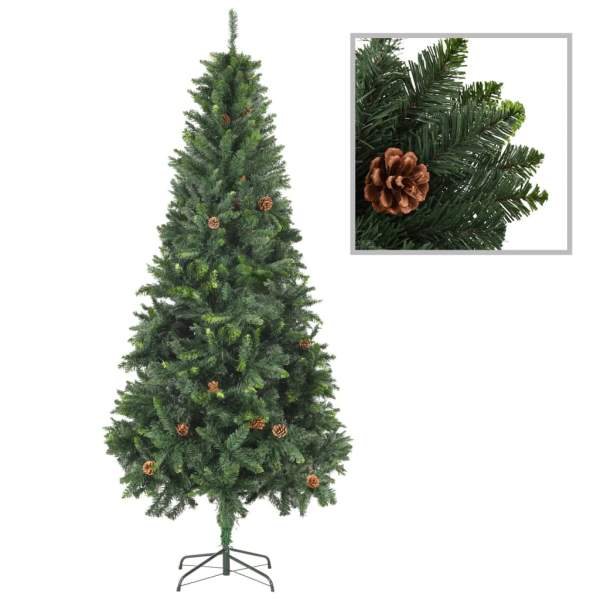  Künstlicher Weihnachtsbaum mit Kiefernzapfen Grün 210 cm
