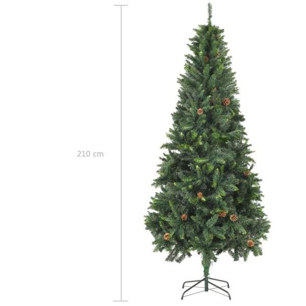  Künstlicher Weihnachtsbaum mit Kiefernzapfen Grün 210 cm