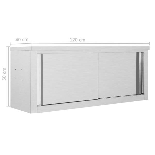  Wandhängeschrank mit Schiebetüren 120×40×50 cm Edelstahl