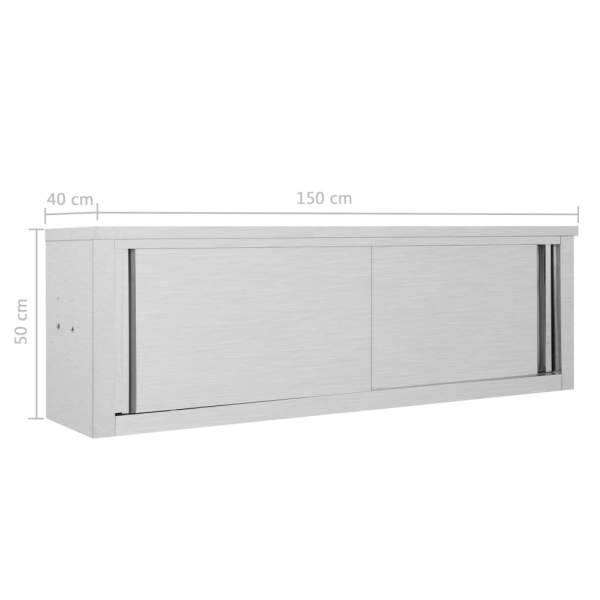  Wandhängeschrank mit Schiebetüren 150×40×50 cm Edelstahl