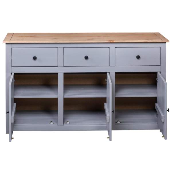  Sideboard Grau 135x40x80 cm Kiefernholz Panama