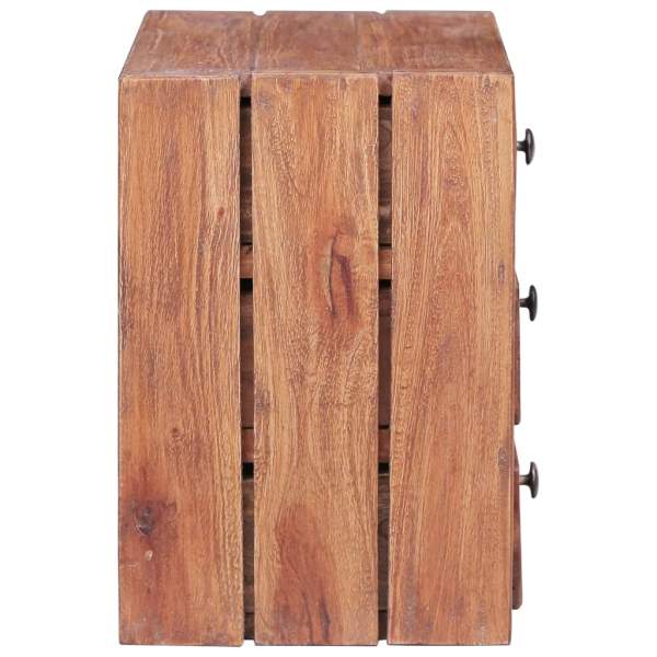  Nachttisch mit 3 Schubladen 35×25×35 cm Recyceltes Massivholz