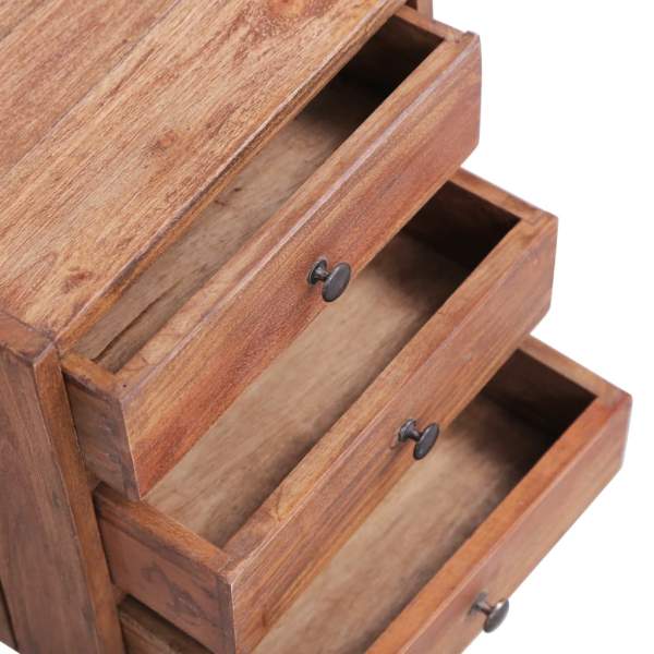 Nachttisch mit 3 Schubladen 35×25×35 cm Recyceltes Massivholz
