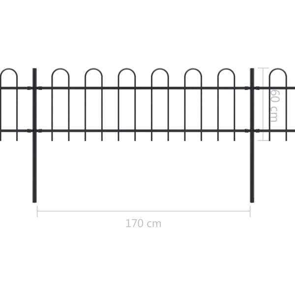  Gartenzaun mit Bügel-Design Stahl 17 x 0,6 m Schwarz