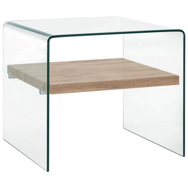  Couchtisch Transparent 50×50×45 cm Hartglas