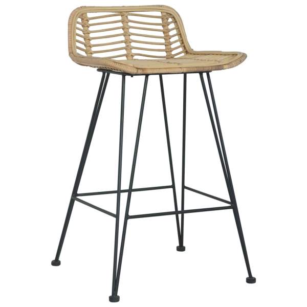  Barstühle 2 Stk. Natur Rattan
