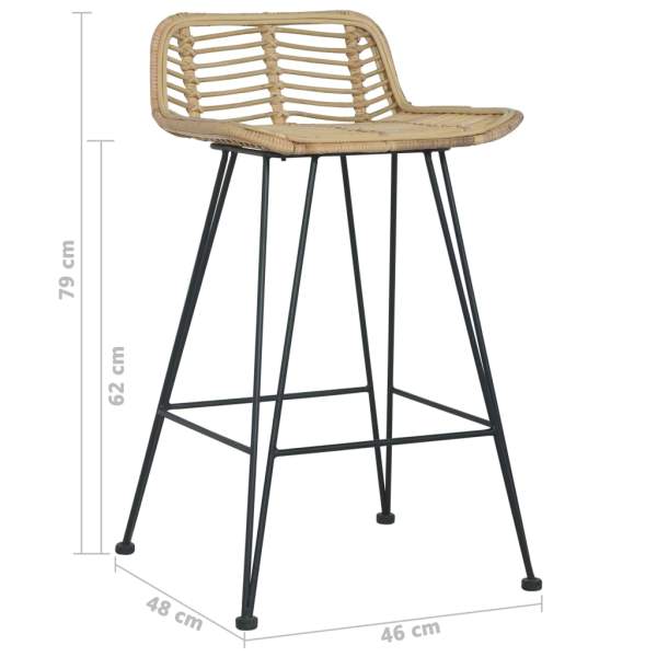  Barstühle 2 Stk. Natur Rattan