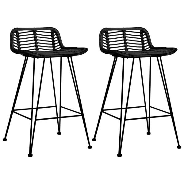  Barstühle 2 Stk. Schwarz Rattan