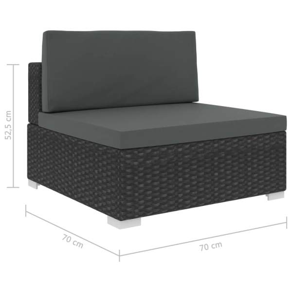  8-tlg. Garten-Lounge-Set mit Auflagen Poly Rattan Schwarz