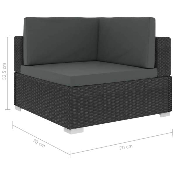  6-tlg. Garten-Lounge-Set mit Auflagen Poly Rattan Schwarz