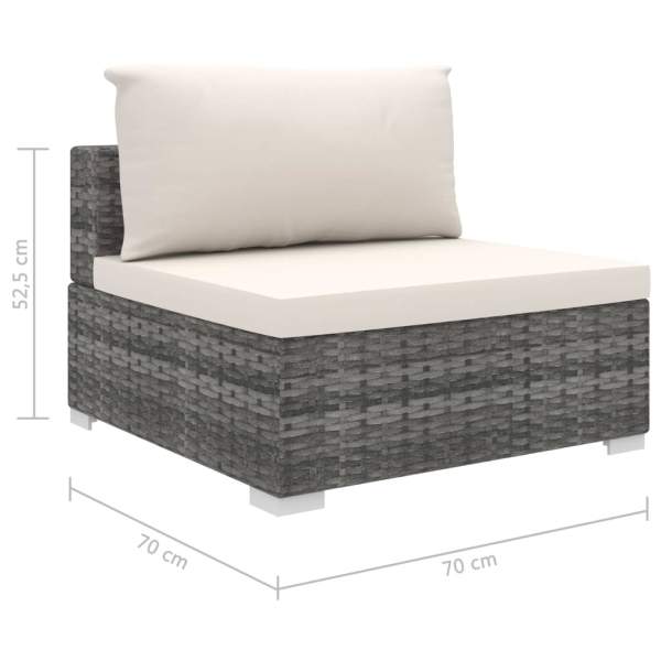  6-tlg. Garten-Lounge-Set mit Auflagen Poly Rattan Grau