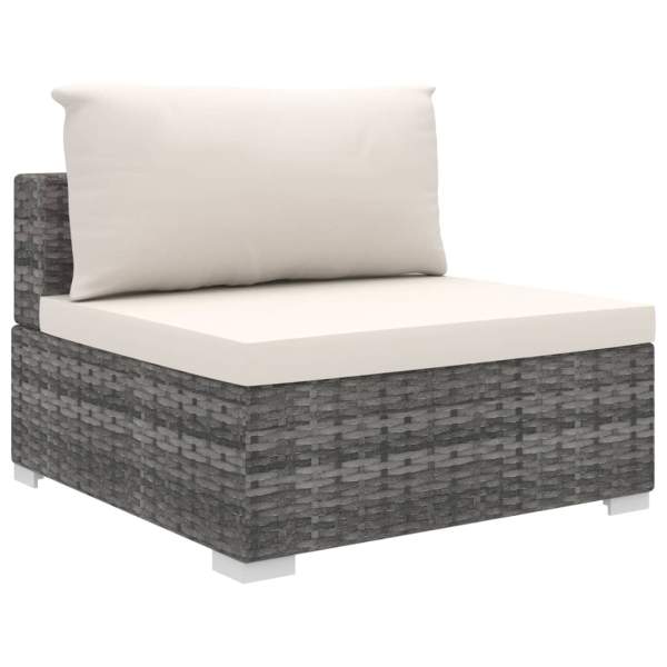  4-tlg. Garten-Lounge-Set mit Auflagen Poly Rattan Grau