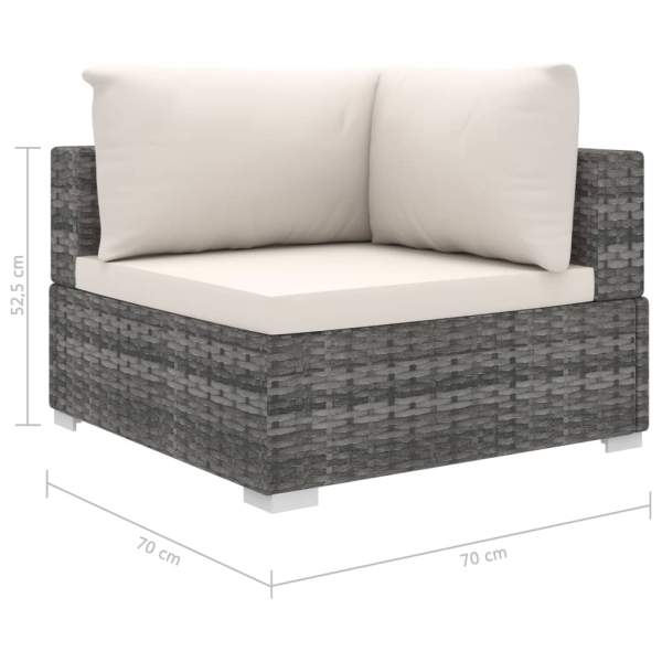  4-tlg. Garten-Lounge-Set mit Auflagen Poly Rattan Grau