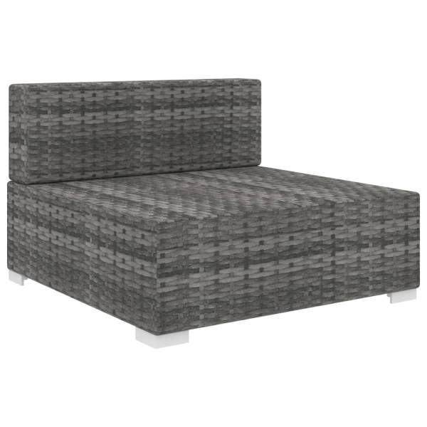  Mittelsofa mit Auflagen Poly Rattan Grau