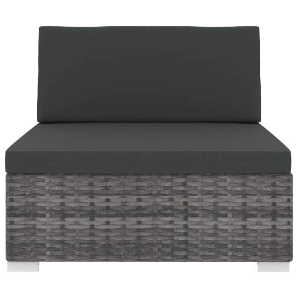  Mittelsofa mit Auflagen Poly Rattan Grau