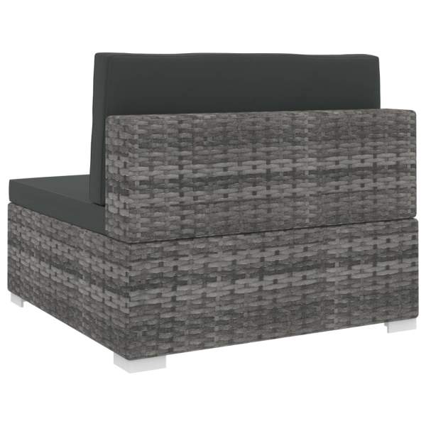  Mittelsofa mit Auflagen Poly Rattan Grau