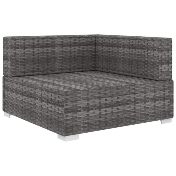  Ecksofa mit Auflagen Poly Rattan Grau