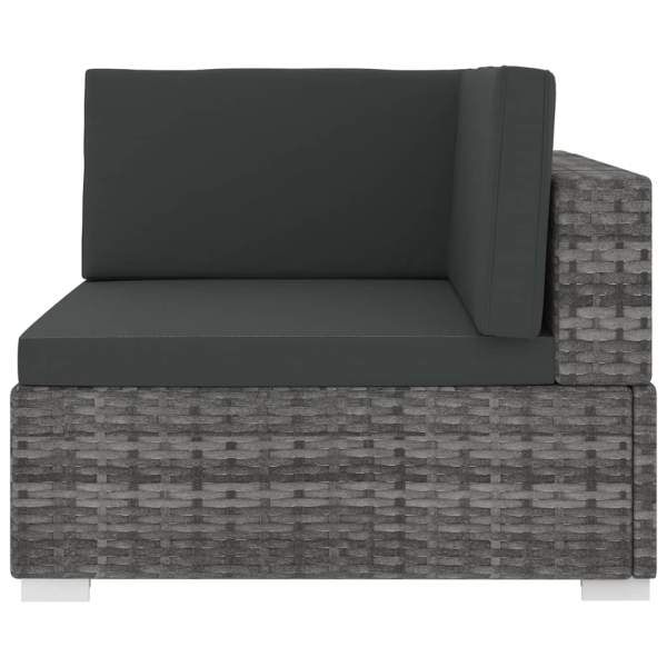  Ecksofa mit Auflagen Poly Rattan Grau