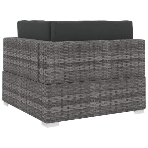  Ecksofa mit Auflagen Poly Rattan Grau