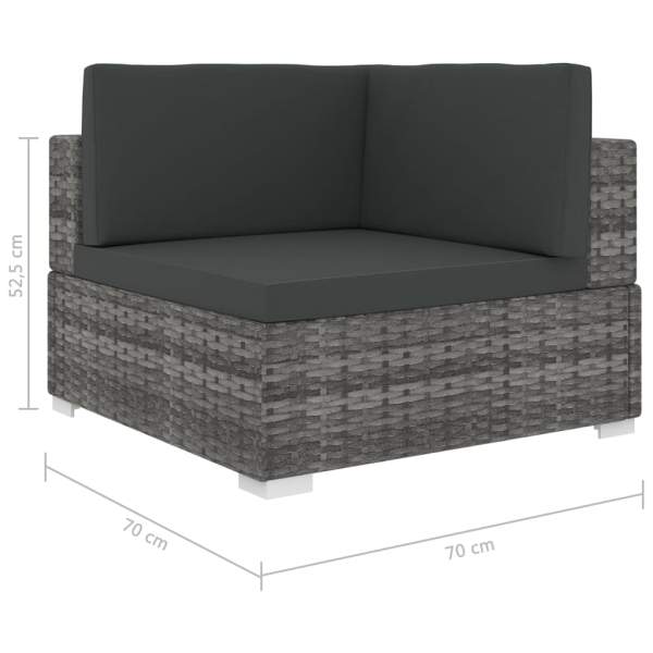  Ecksofa mit Auflagen Poly Rattan Grau