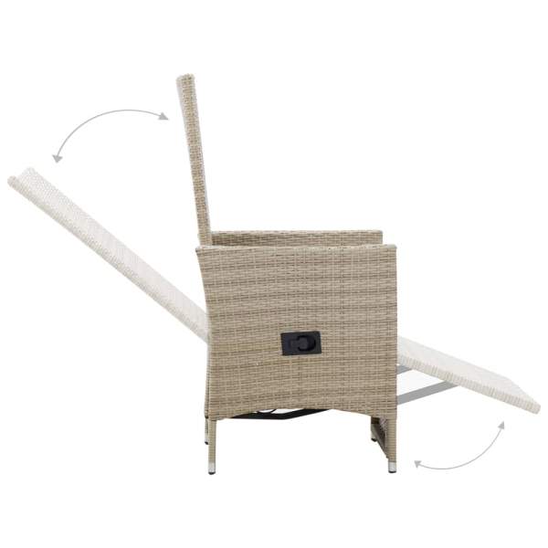  Garten-Liegestühle 2 Stk. mit Auflagen Poly Rattan Beige