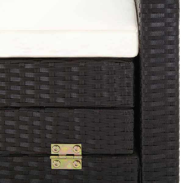  Ausziehbares 3-Sitzer-Schlafsofa mit Dach Poly Rattan Schwarz