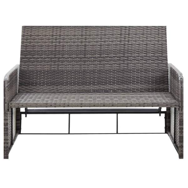  2-tlg. Garten-Lounge-Set mit Auflagen Poly Rattan Grau