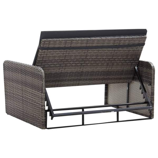  2-tlg. Garten-Lounge-Set mit Auflagen Poly Rattan Grau