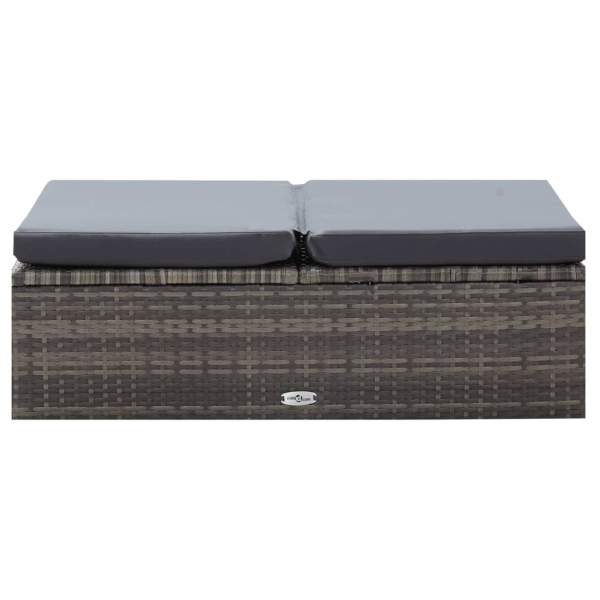 2-tlg. Garten-Lounge-Set mit Auflagen Poly Rattan Grau