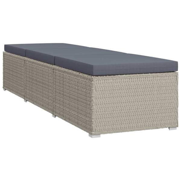  Sonnenliege mit Auflage Poly Rattan Grau