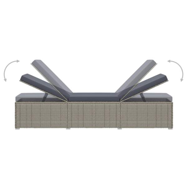  Sonnenliege mit Auflage Poly Rattan Grau